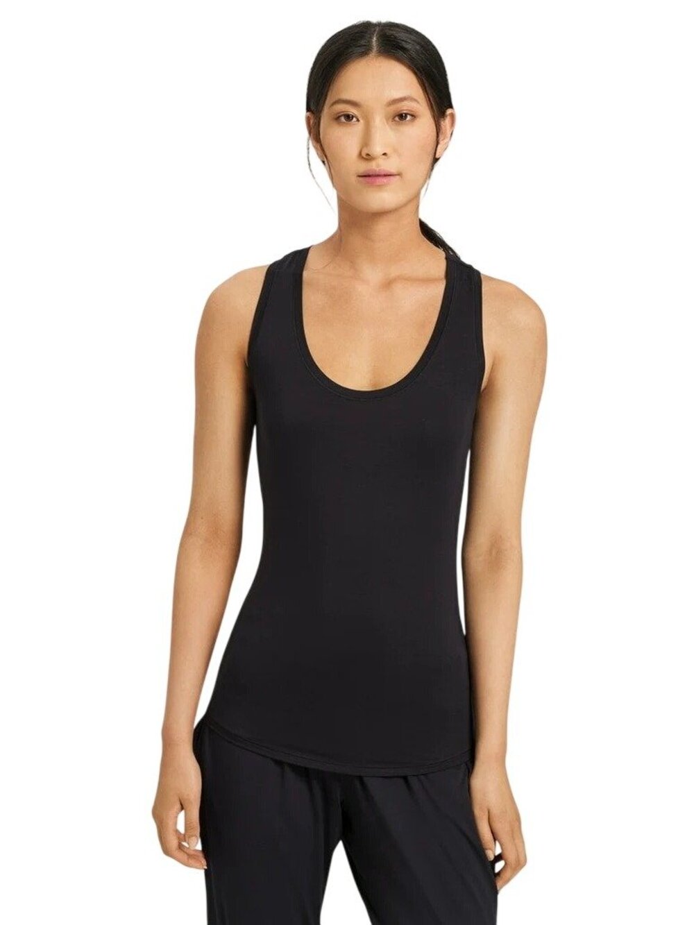 Hanro Yoga Tank Top XS Sleeveless Scoop Neck Racerback Black Summer Athleisure